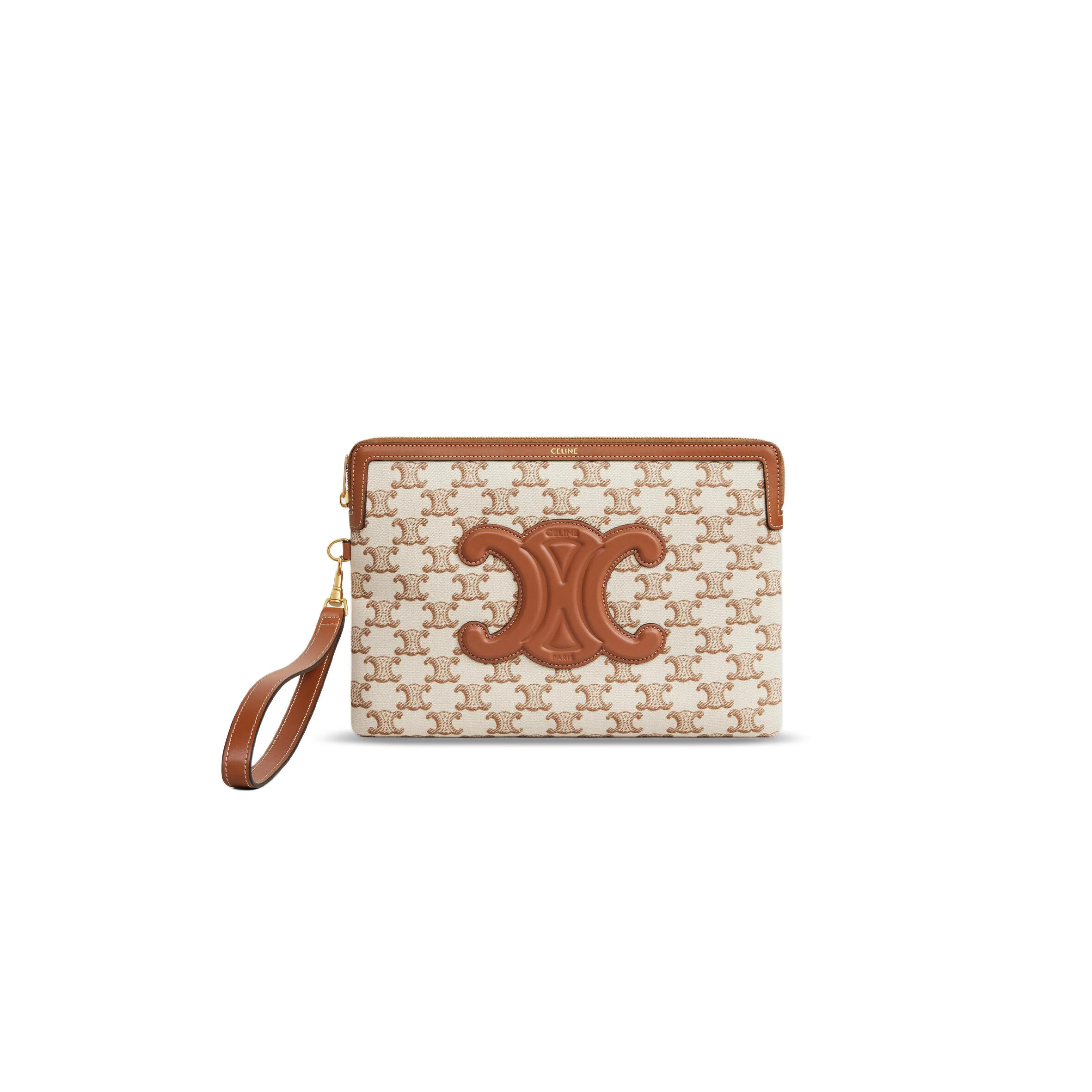 CELINE SMALL POUCH WITH STRAP CUIR TRIOMPHE 10J502FCU.01BC (25*17.5*1cm)